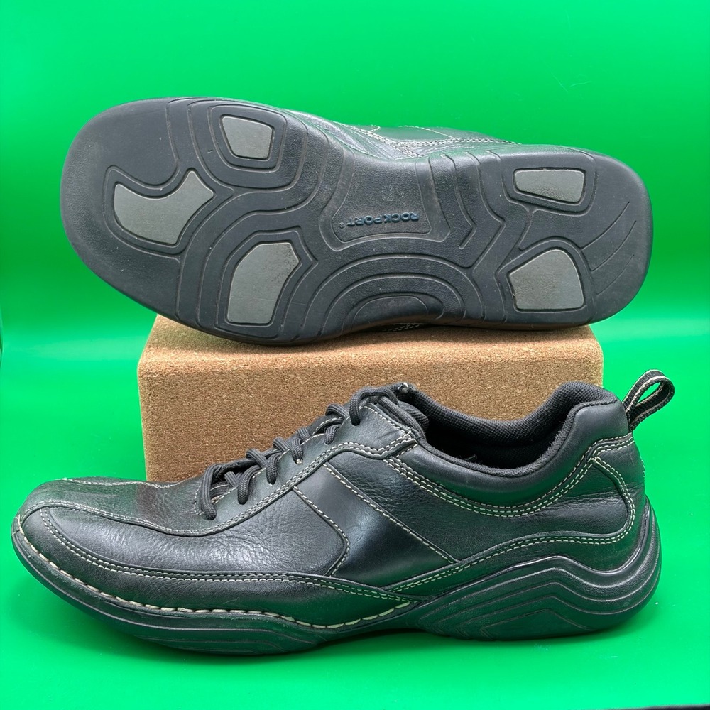 Rockport Leather Shoes Comfort Mens 8M Black Walking Oxford Casual Lace Up Derby
